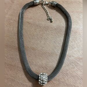 Snake Mesh necklace with white crystals 14 inches